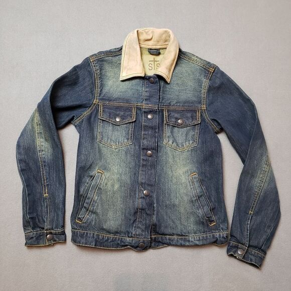 sTs Ranchwear Women's Caffrey denim jean Jacket with suede collar - Picture 1 of 12